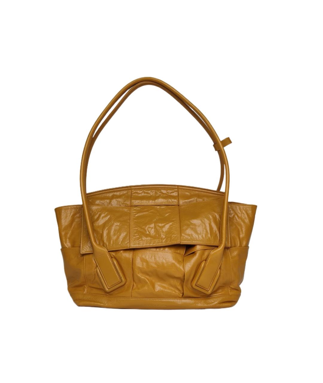 BOTTEGA VENETA Горчичная кожаная сумка через плечо, фото 10