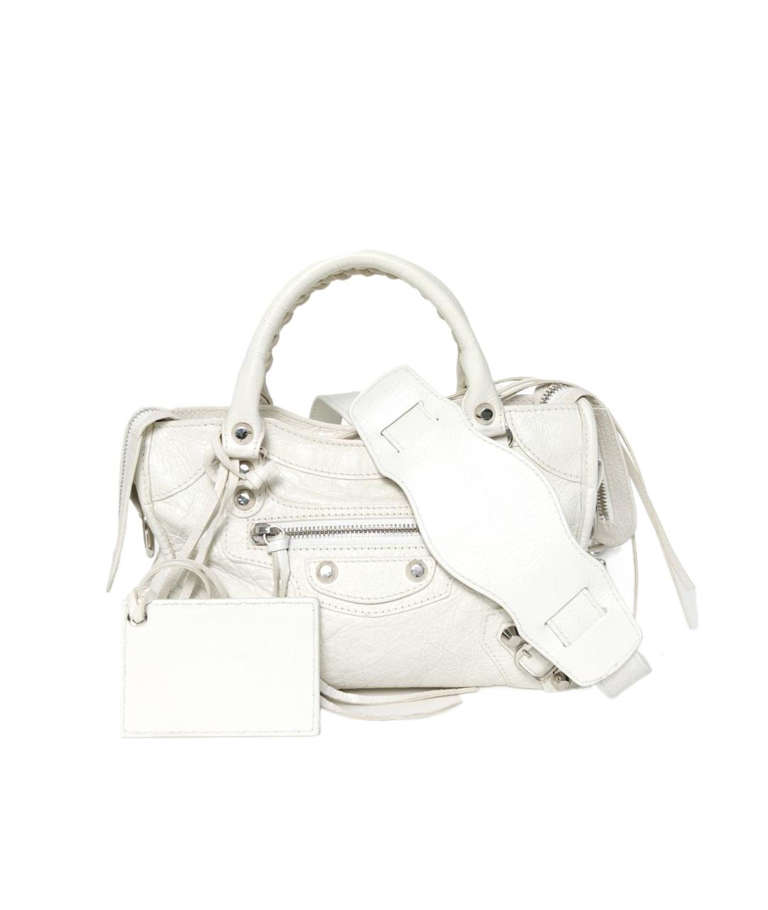 BALENCIAGA Белая кожаная сумка через плечо, фото 10