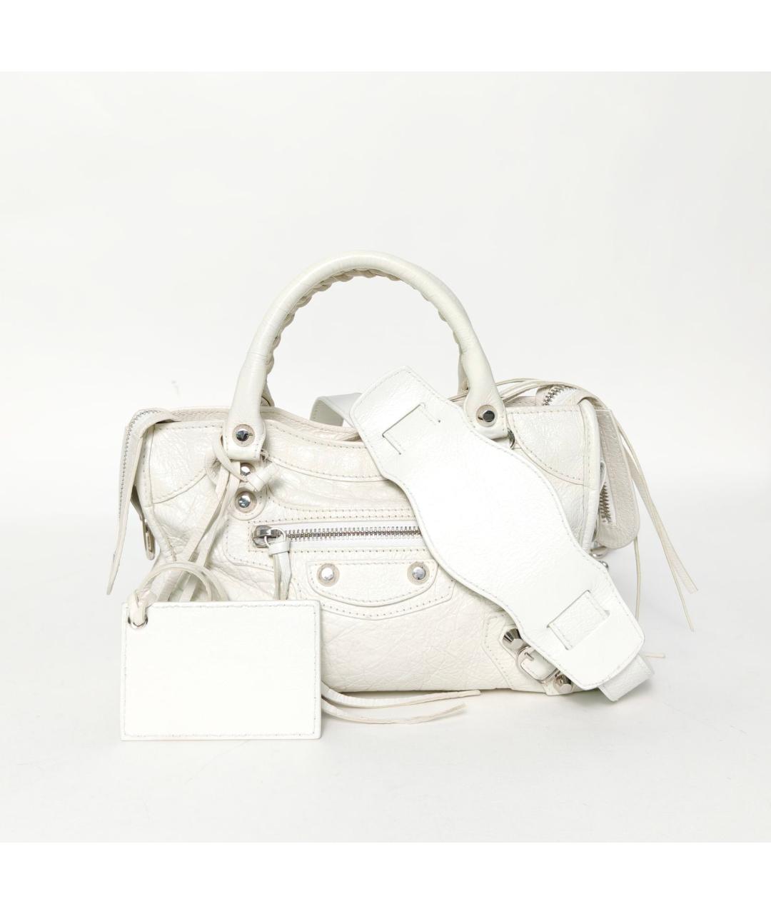 BALENCIAGA Белая кожаная сумка через плечо, фото 2