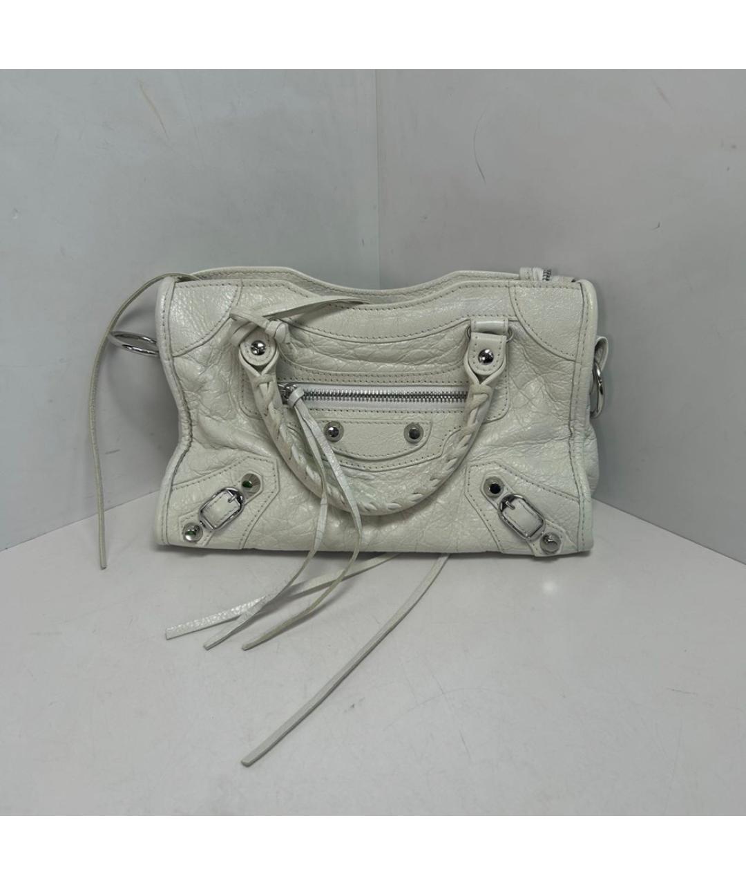 BALENCIAGA Белая кожаная сумка через плечо, фото 9