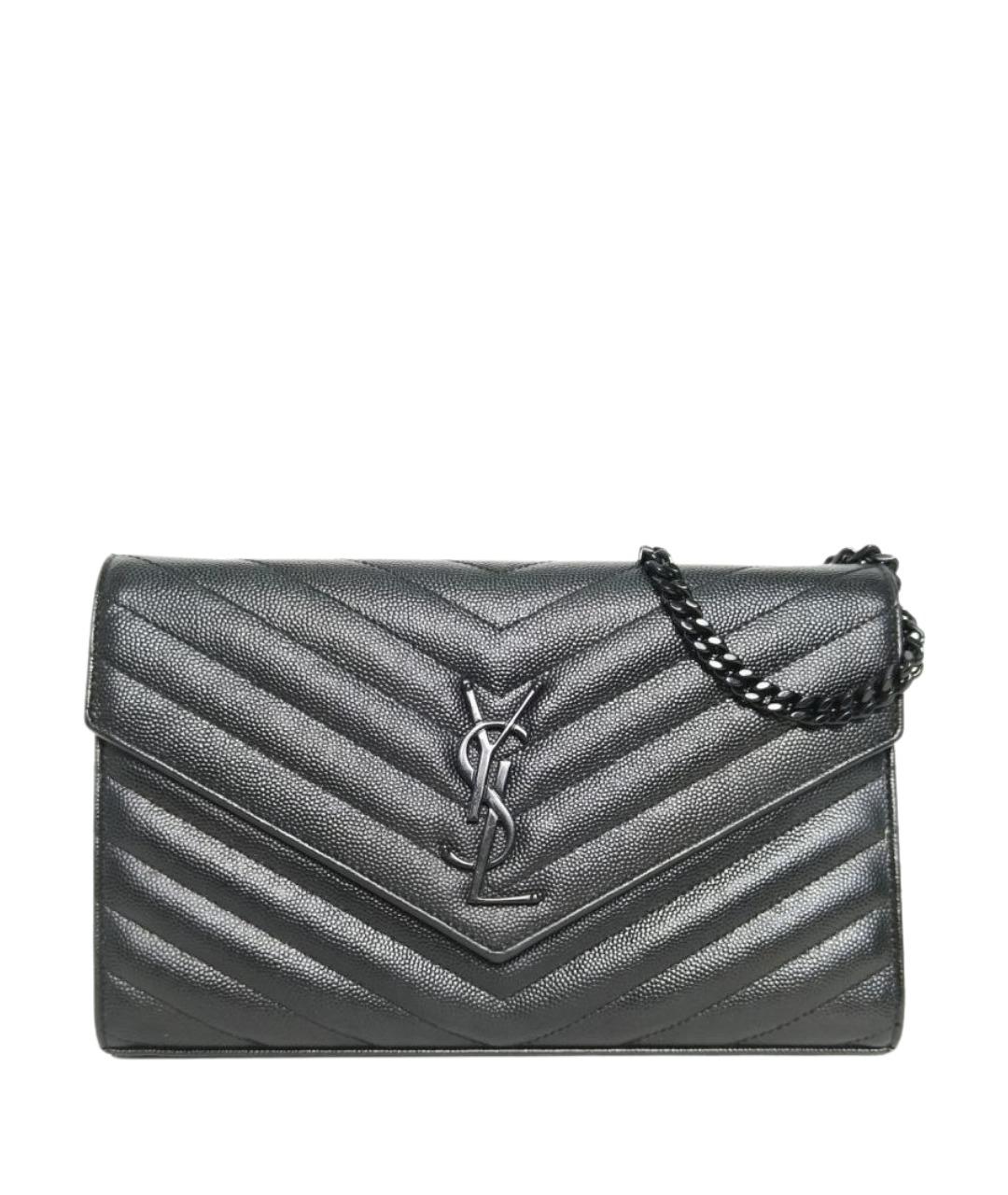 SAINT LAURENT Черная кожаная сумка через плечо, фото 1