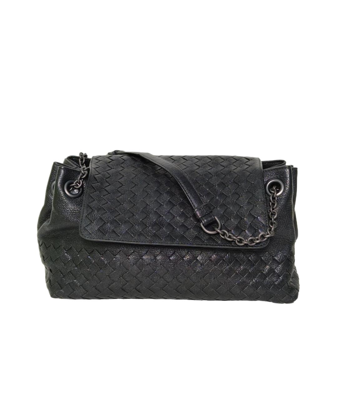 BOTTEGA VENETA Черная кожаная сумка через плечо, фото 10