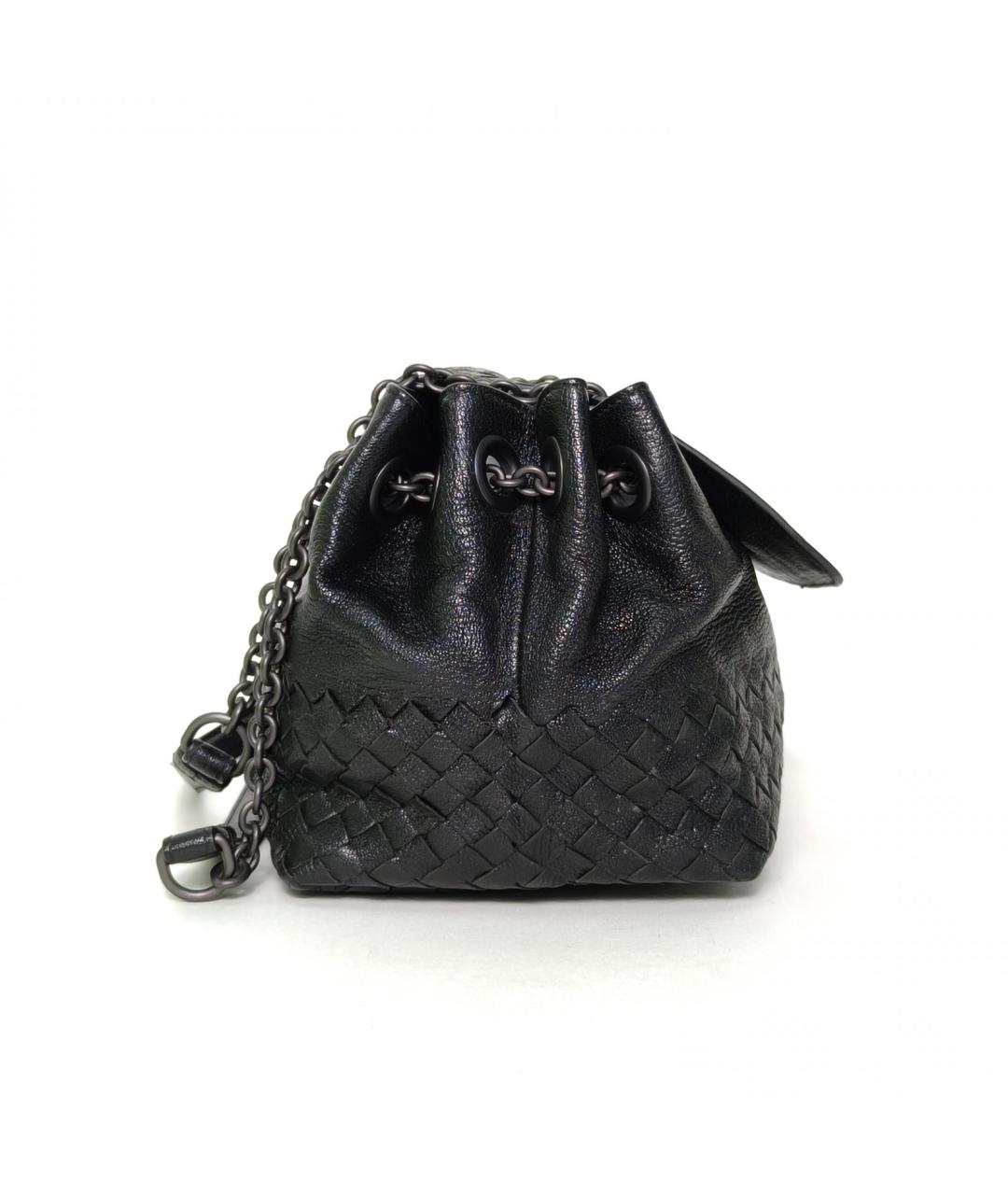 BOTTEGA VENETA Черная кожаная сумка через плечо, фото 5