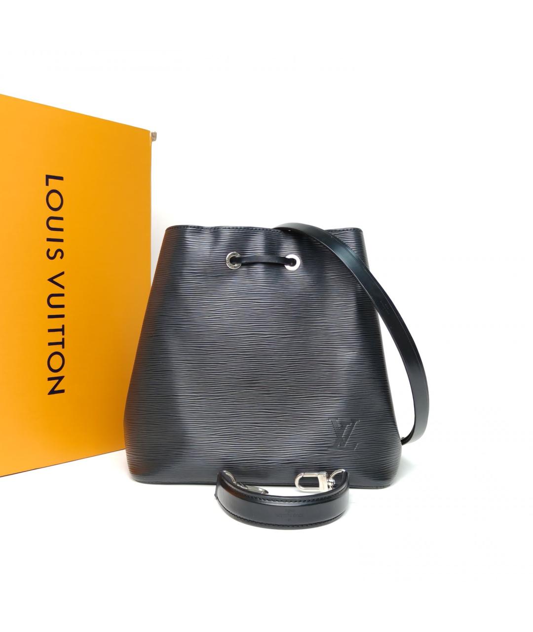 LOUIS VUITTON Черная кожаная сумка через плечо, фото 8