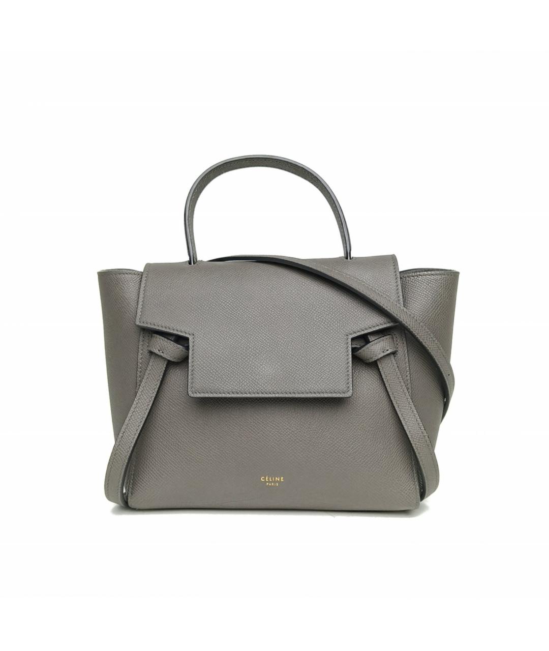 CELINE Серая кожаная сумка с короткими ручками, фото 2