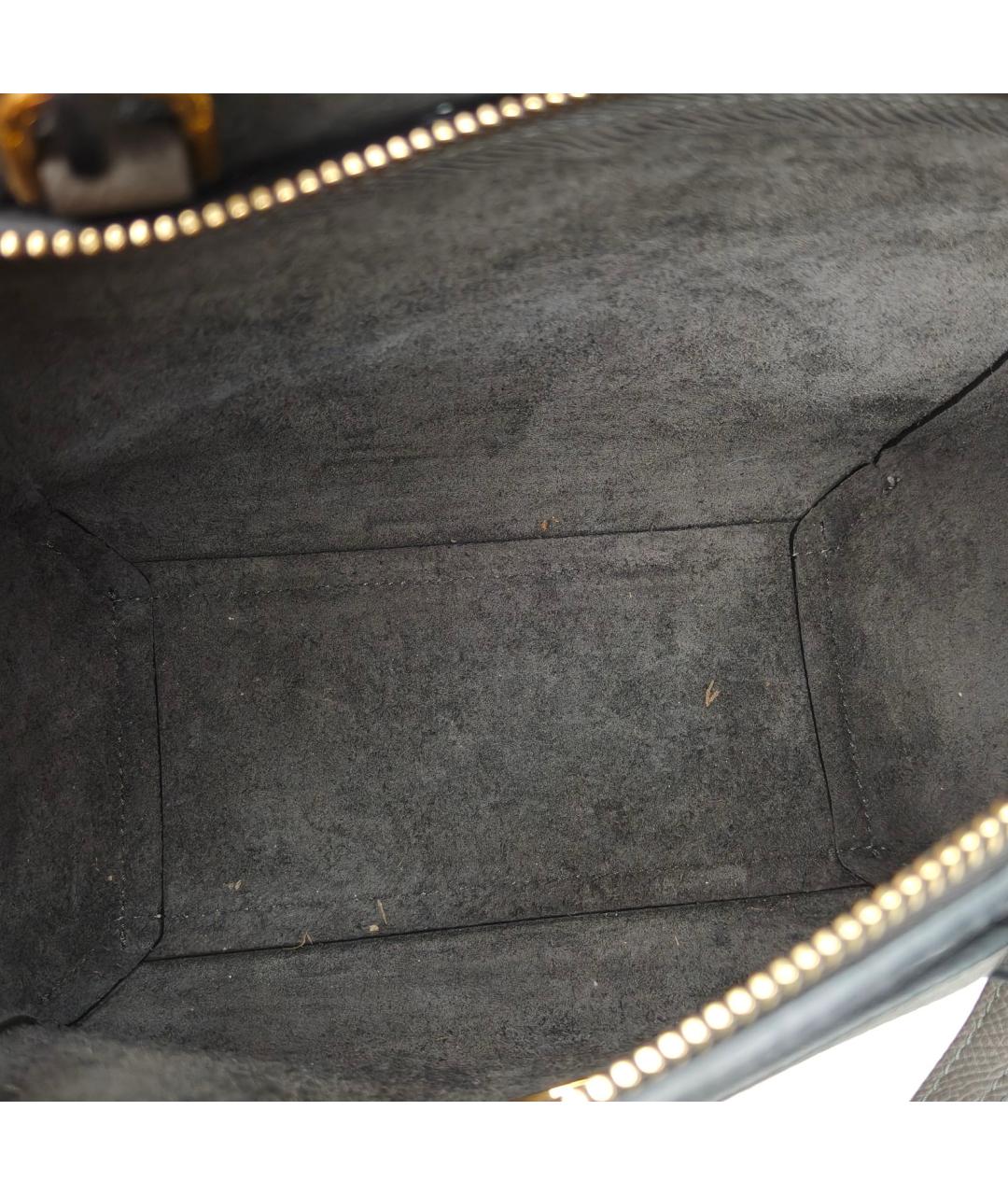 CELINE Серая кожаная сумка с короткими ручками, фото 7