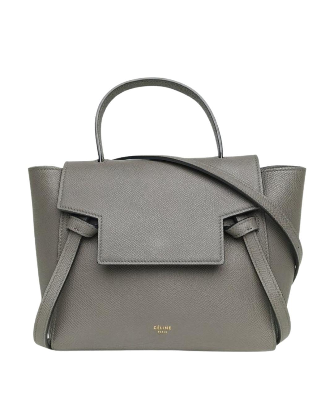 CELINE Серая кожаная сумка с короткими ручками, фото 1