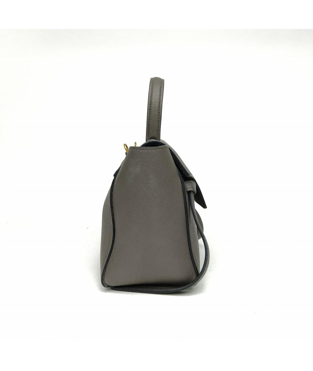 CELINE Серая кожаная сумка с короткими ручками, фото 5