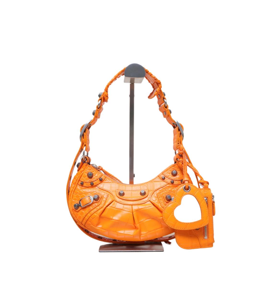 BALENCIAGA Оранжевая кожаная сумка через плечо, фото 10