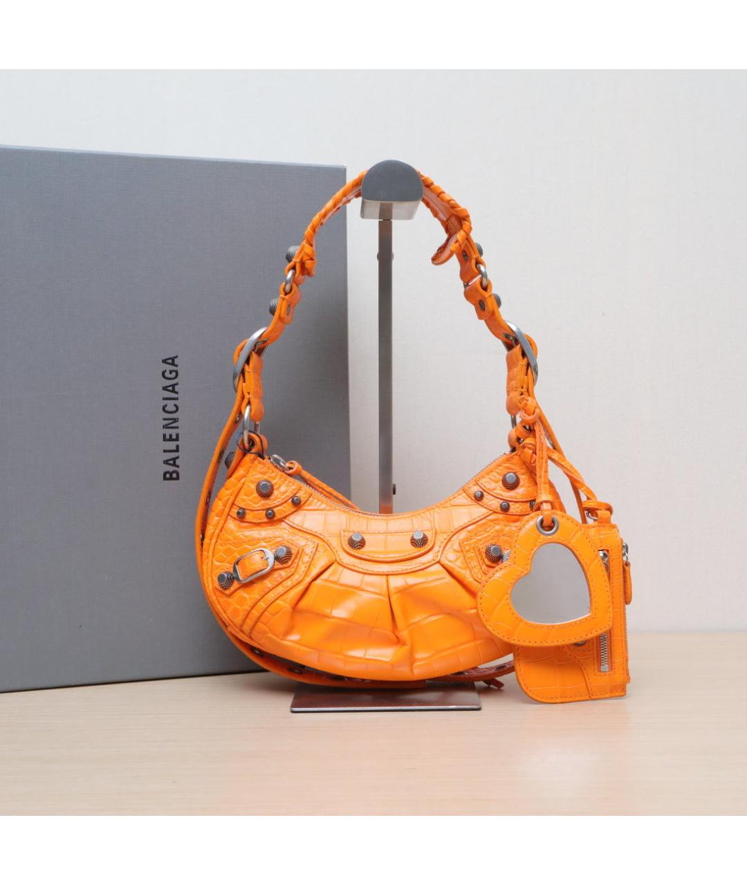BALENCIAGA Оранжевая кожаная сумка через плечо, фото 2