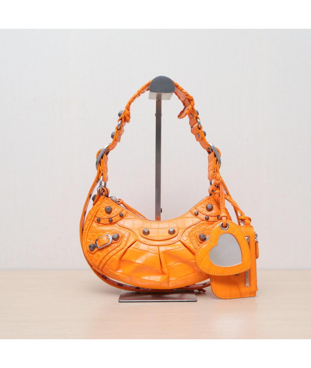 BALENCIAGA Оранжевая кожаная сумка через плечо, фото 3