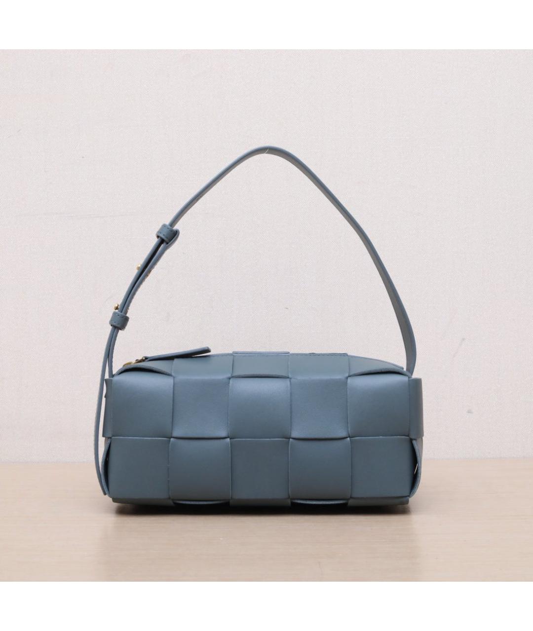 BOTTEGA VENETA Синяя кожаная сумка через плечо, фото 2