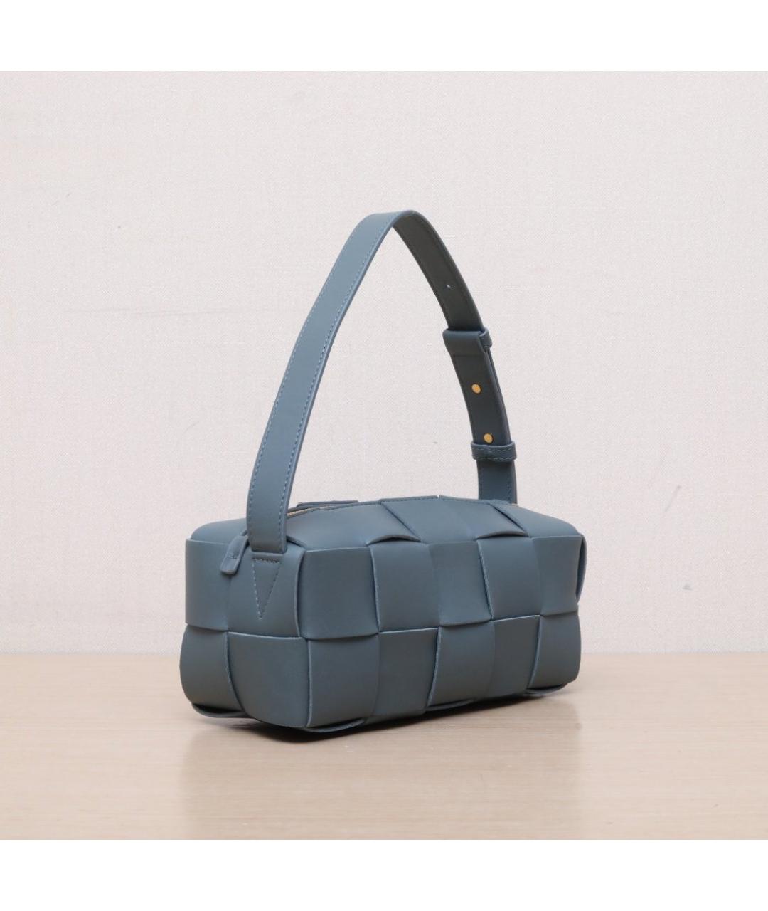 BOTTEGA VENETA Синяя кожаная сумка через плечо, фото 5