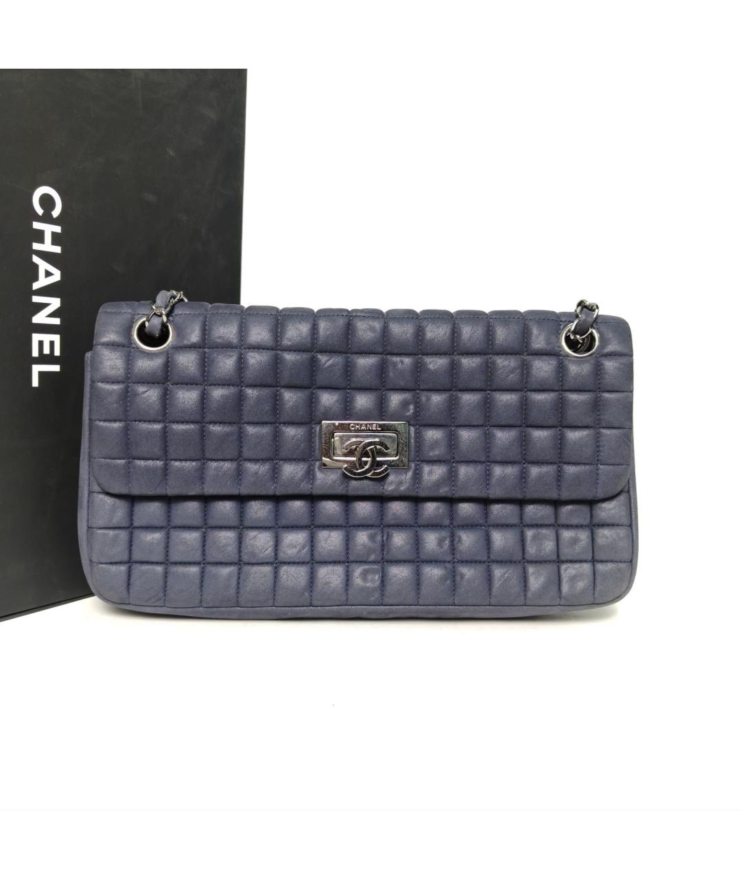 CHANEL Темно-синяя кожаная сумка через плечо, фото 9