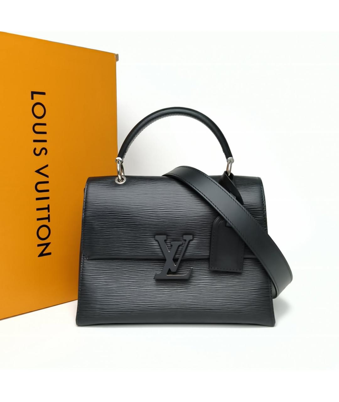 LOUIS VUITTON Черная кожаная сумка с короткими ручками, фото 9