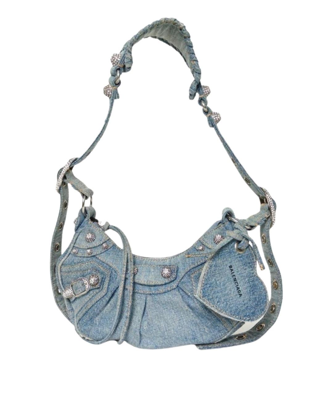 BALENCIAGA Голубая деним сумка через плечо, фото 1