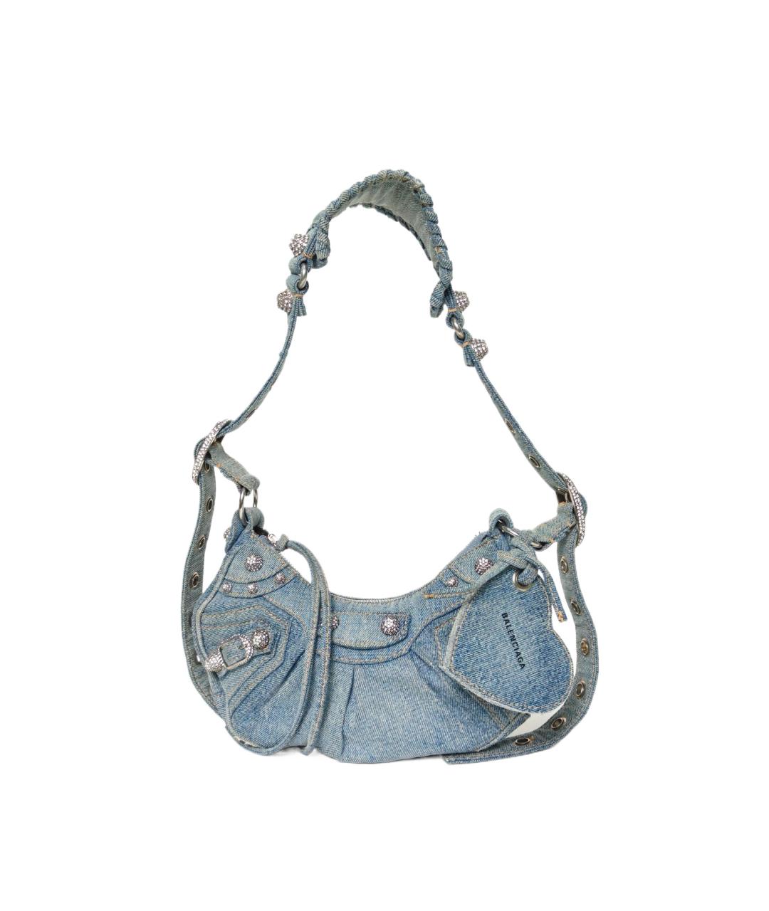 BALENCIAGA Голубая деним сумка через плечо, фото 10