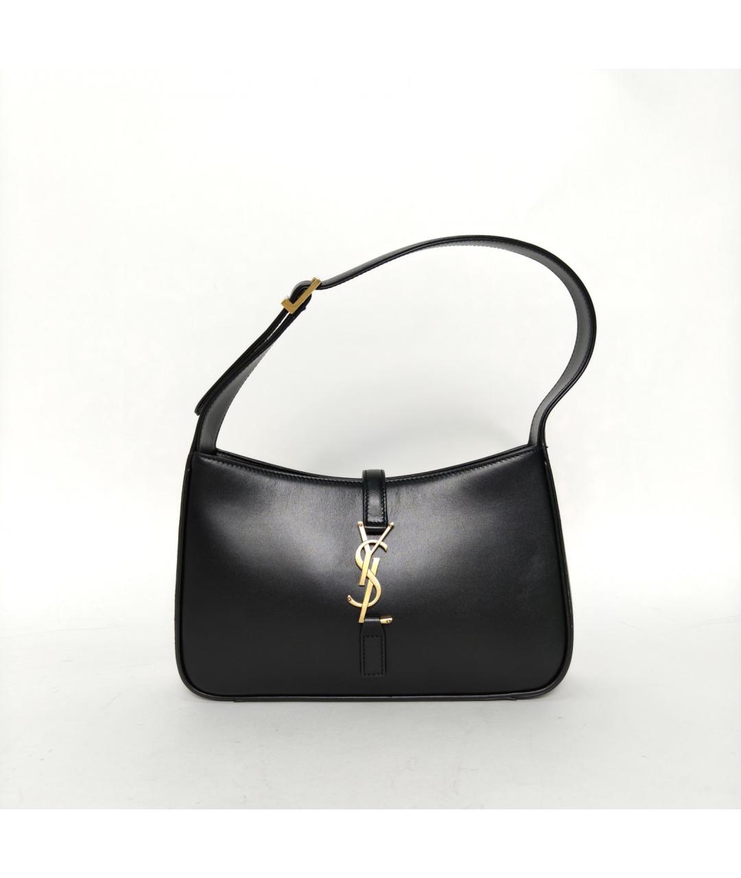 SAINT LAURENT Черная кожаная сумка через плечо, фото 2