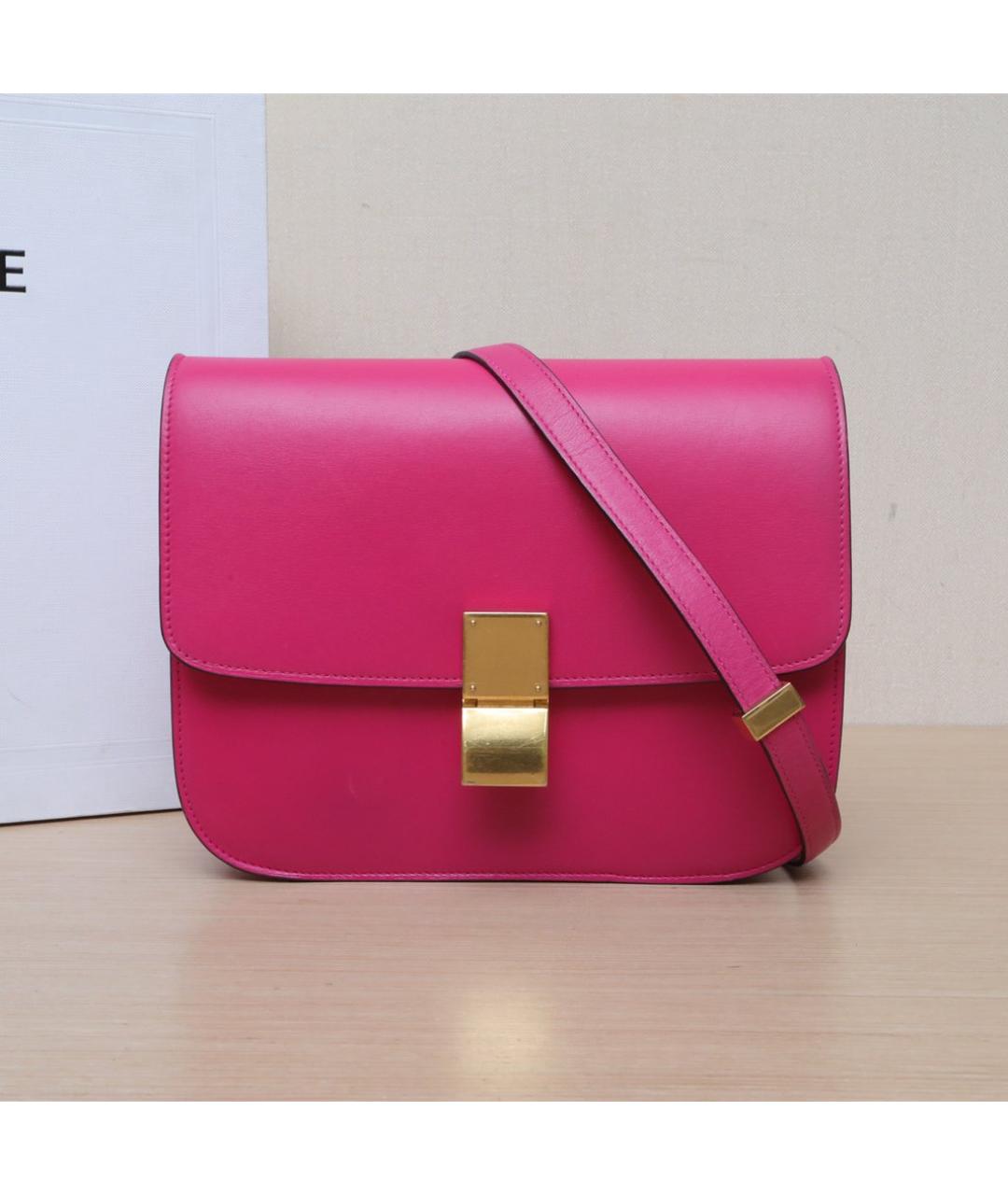 CELINE Фуксия кожаная сумка через плечо, фото 2