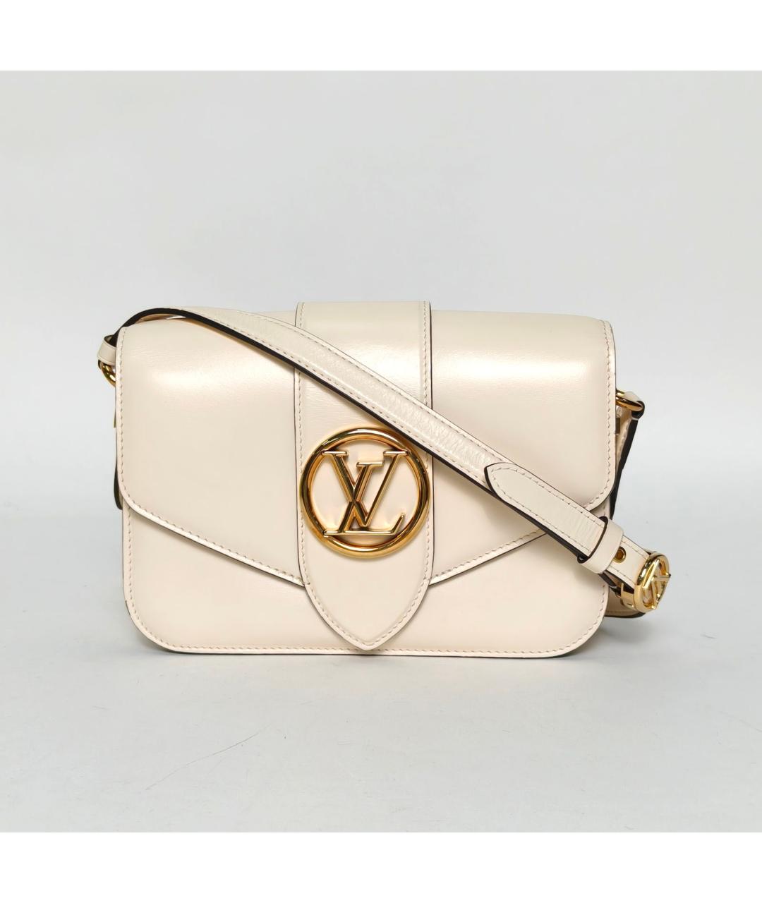 LOUIS VUITTON Бежевая кожаная сумка через плечо, фото 2