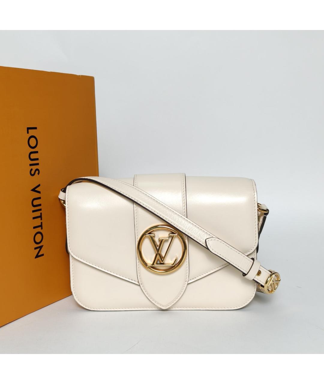 LOUIS VUITTON Бежевая кожаная сумка через плечо, фото 9