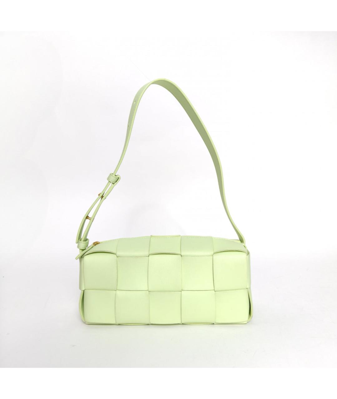 BOTTEGA VENETA Салатовая кожаная сумка через плечо, фото 2