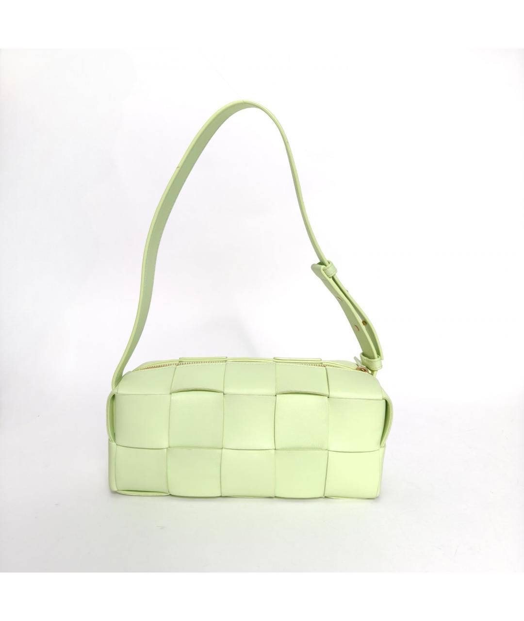 BOTTEGA VENETA Салатовая кожаная сумка через плечо, фото 4