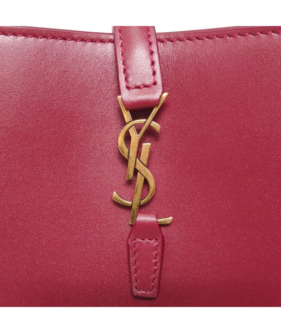 SAINT LAURENT Красная кожаная сумка с короткими ручками, фото 7