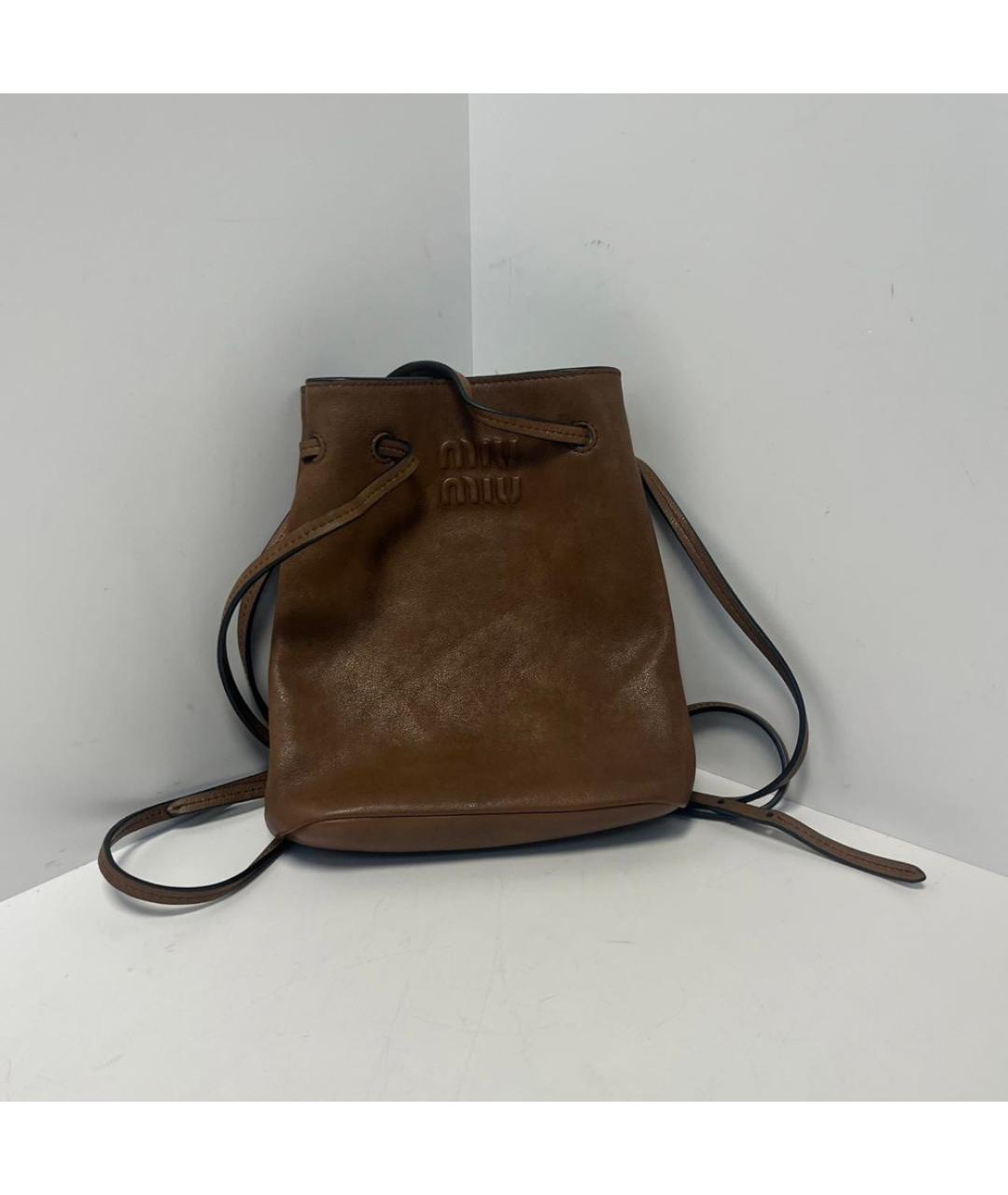 MIU MIU Коричневая кожаная сумка через плечо, фото 8