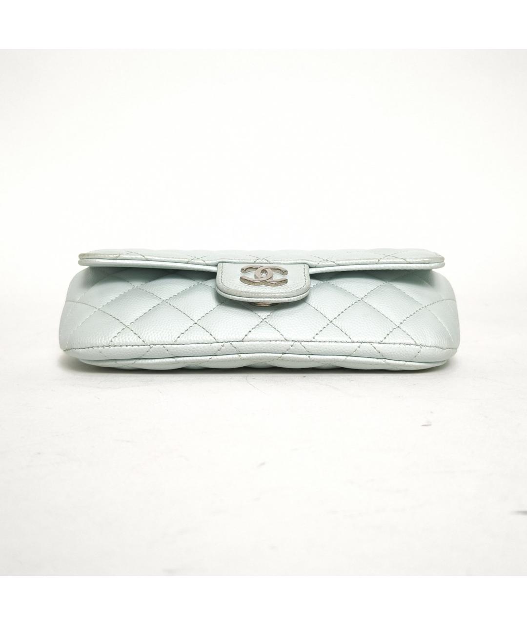 CHANEL Бирюзовая кожаная сумка через плечо, фото 6