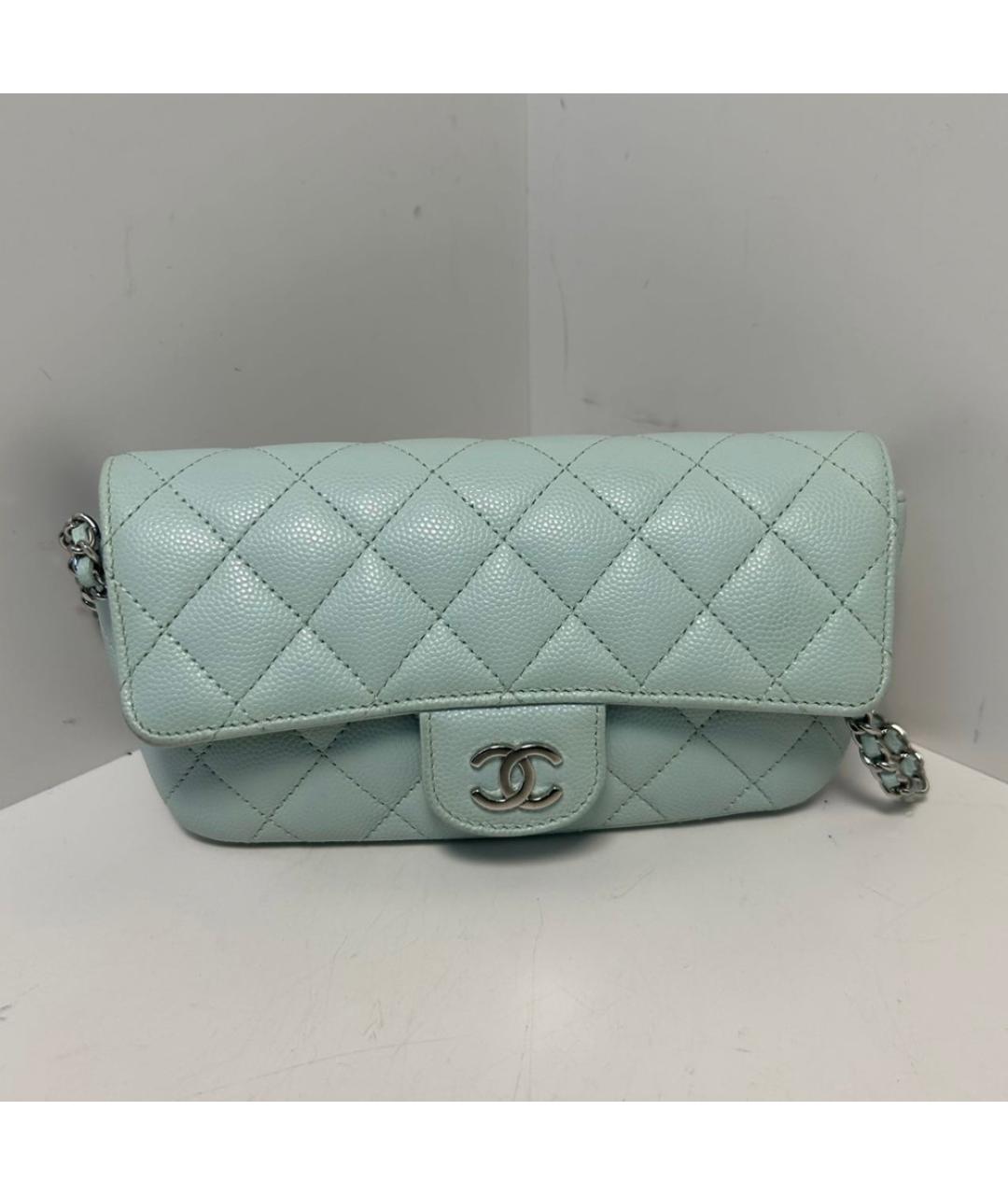 CHANEL Бирюзовая кожаная сумка через плечо, фото 9