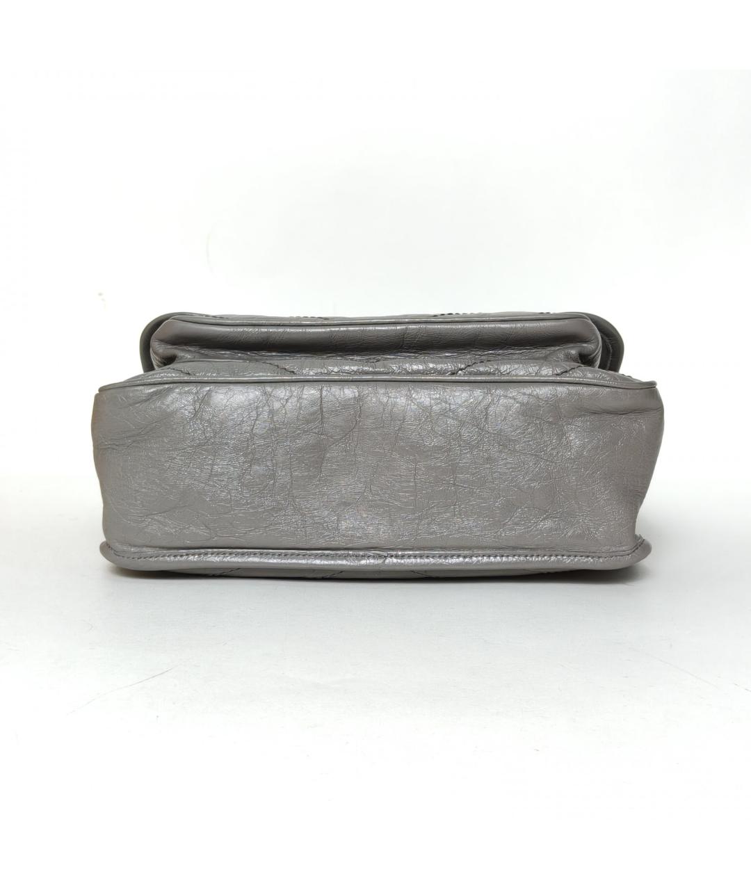 SAINT LAURENT Серая кожаная сумка через плечо, фото 5