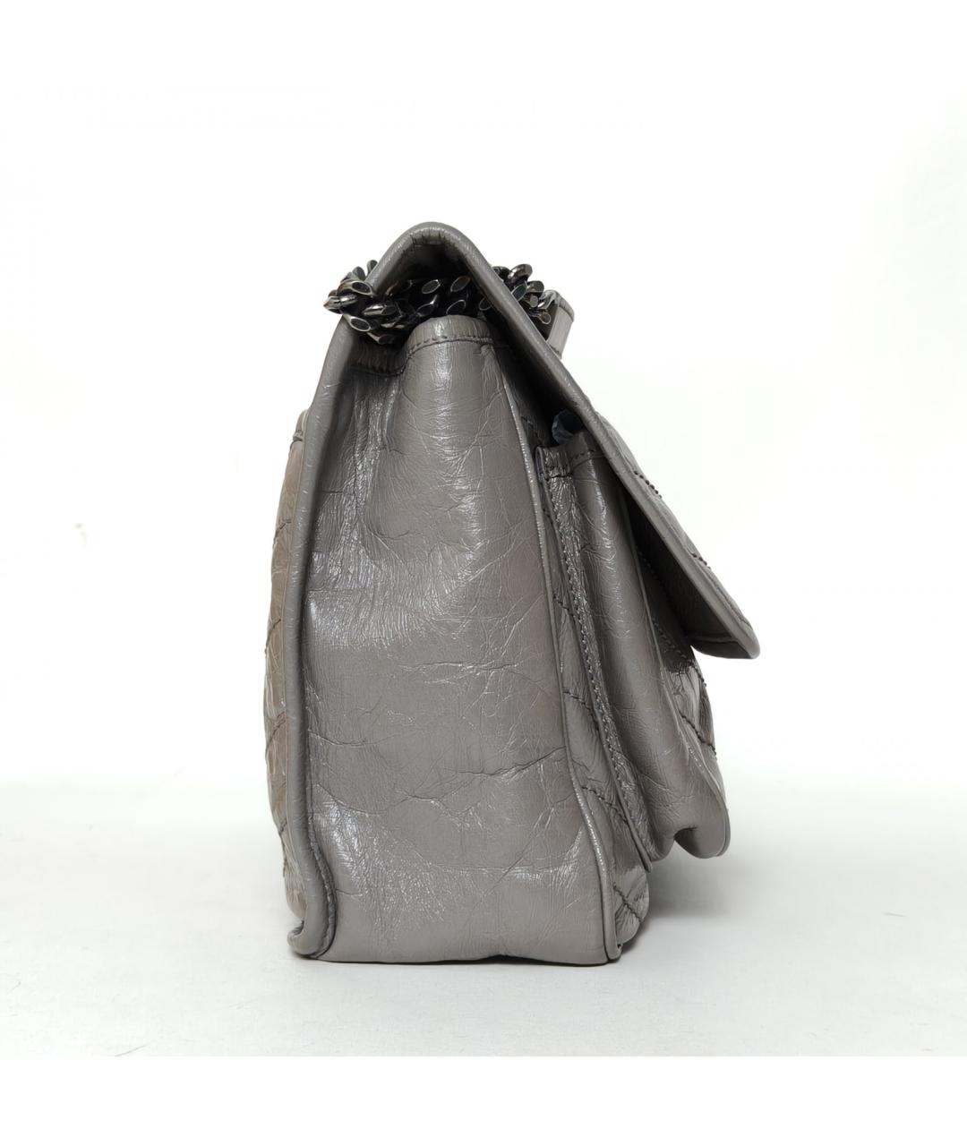 SAINT LAURENT Серая кожаная сумка через плечо, фото 4