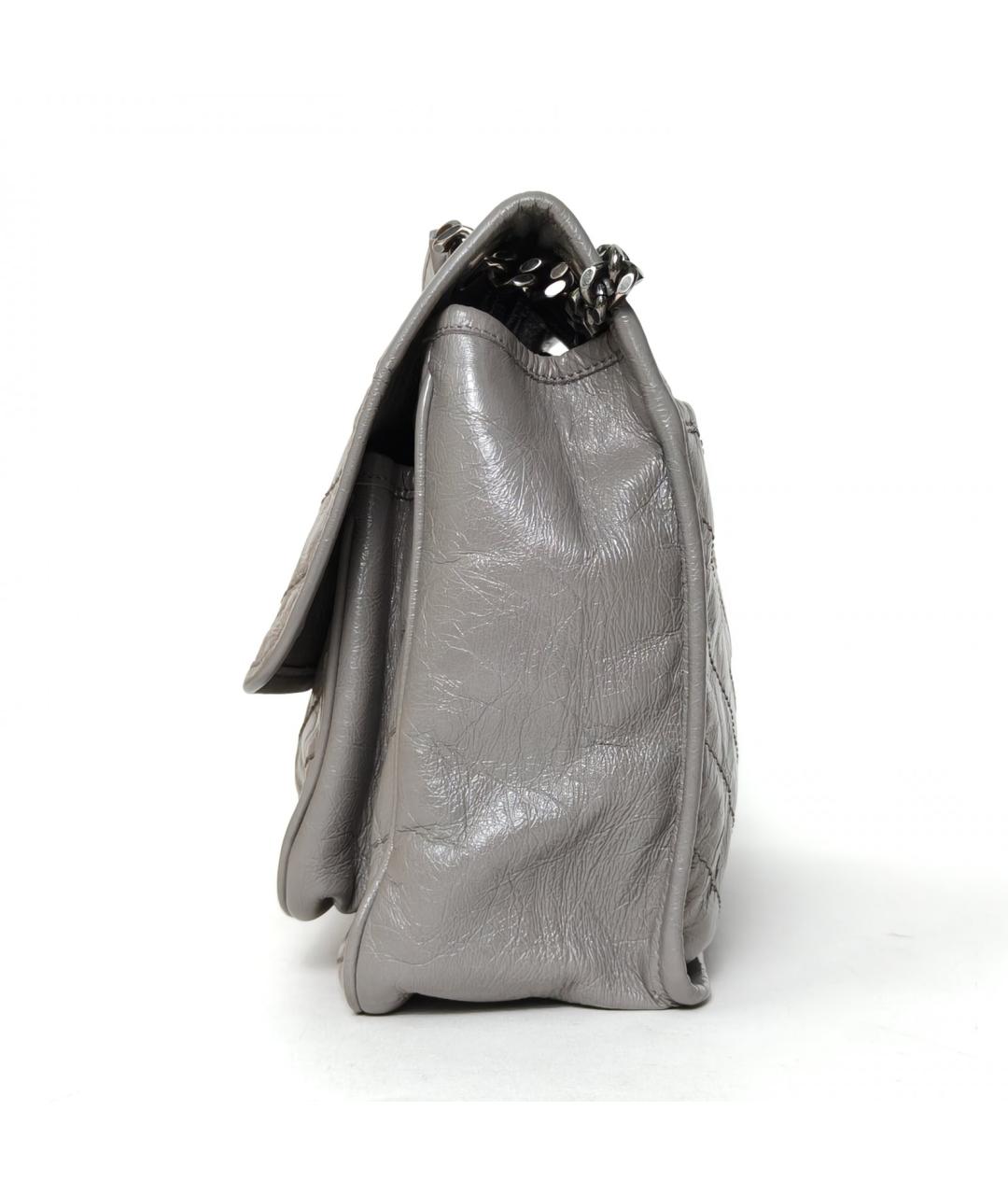 SAINT LAURENT Серая кожаная сумка через плечо, фото 2