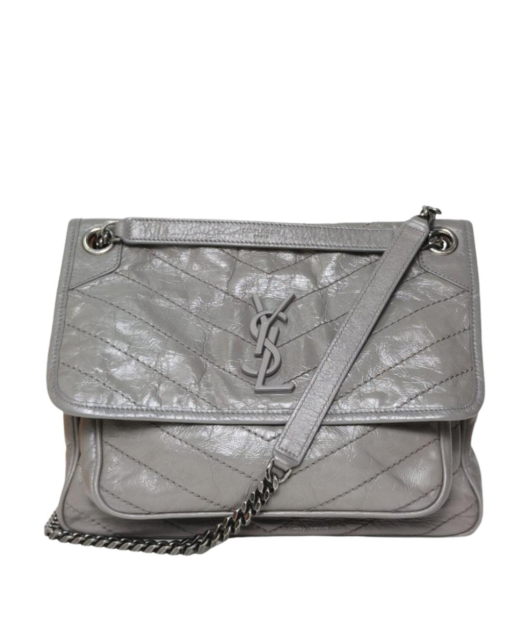 SAINT LAURENT Серая кожаная сумка через плечо, фото 1
