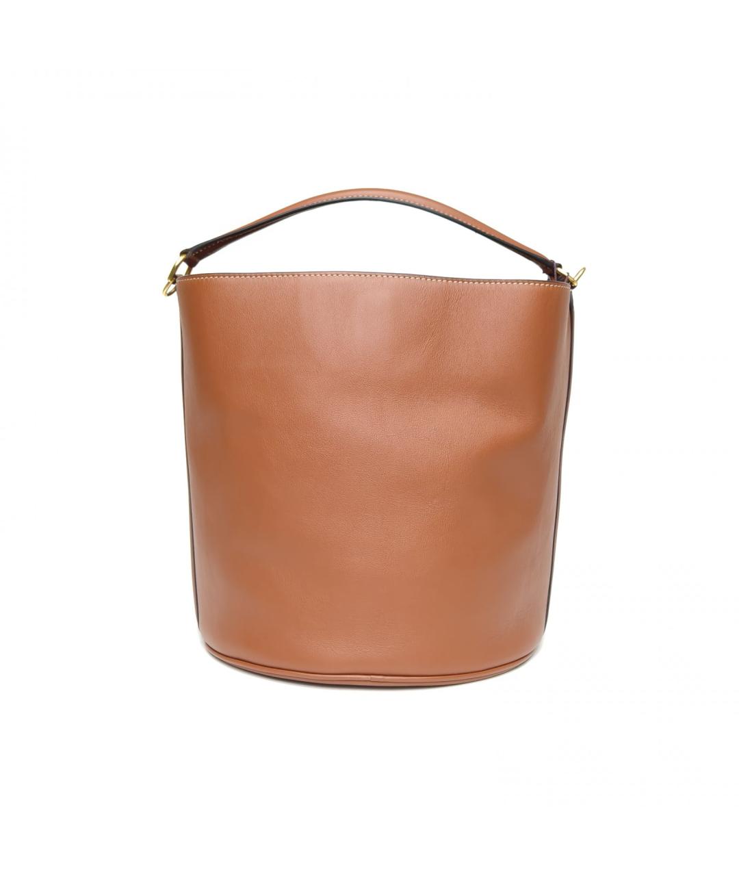 CELINE Коричневая кожаная сумка с короткими ручками, фото 5