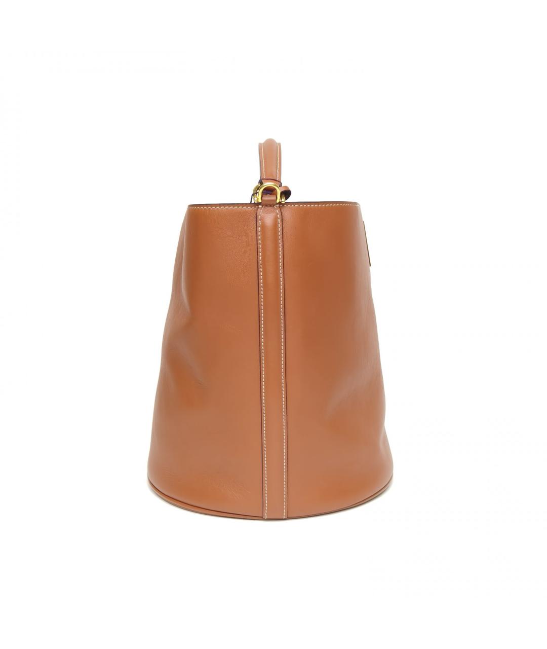 CELINE Коричневая кожаная сумка с короткими ручками, фото 6