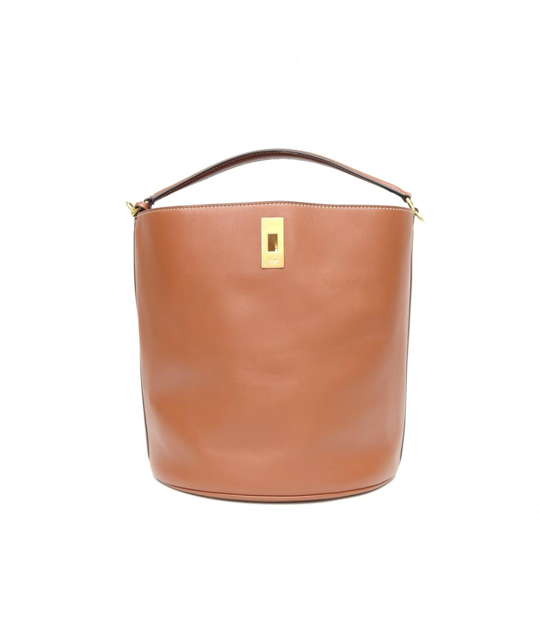 CELINE Коричневая кожаная сумка с короткими ручками, фото 2