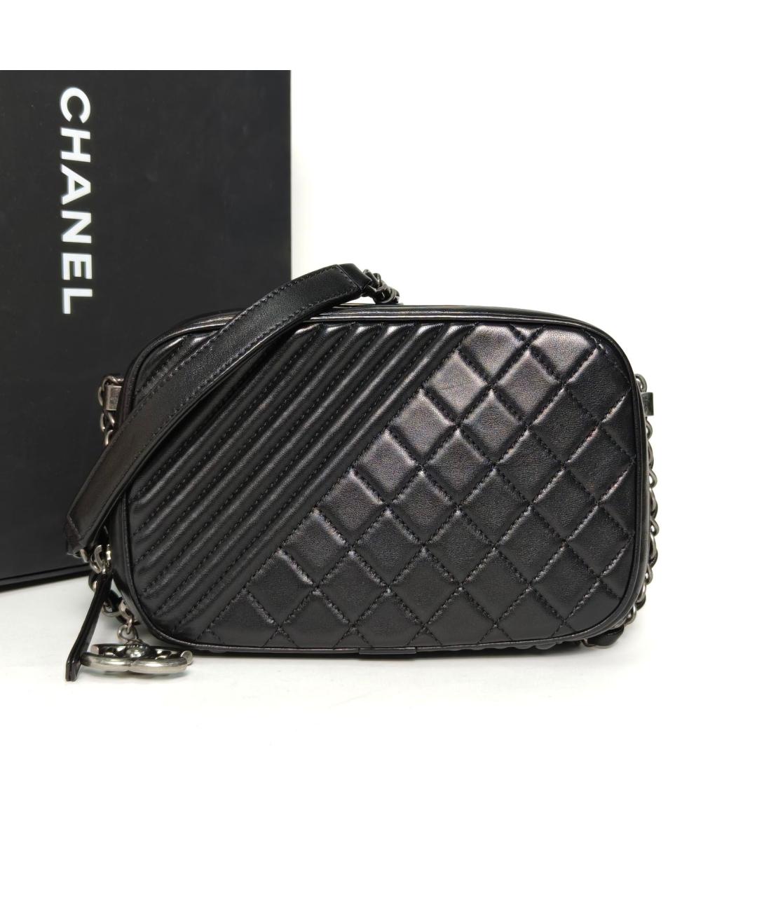 CHANEL Черная кожаная сумка через плечо, фото 9