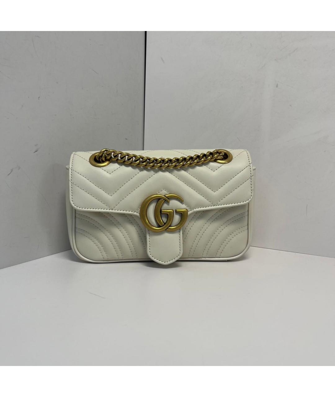 GUCCI Белая кожаная сумка через плечо, фото 9