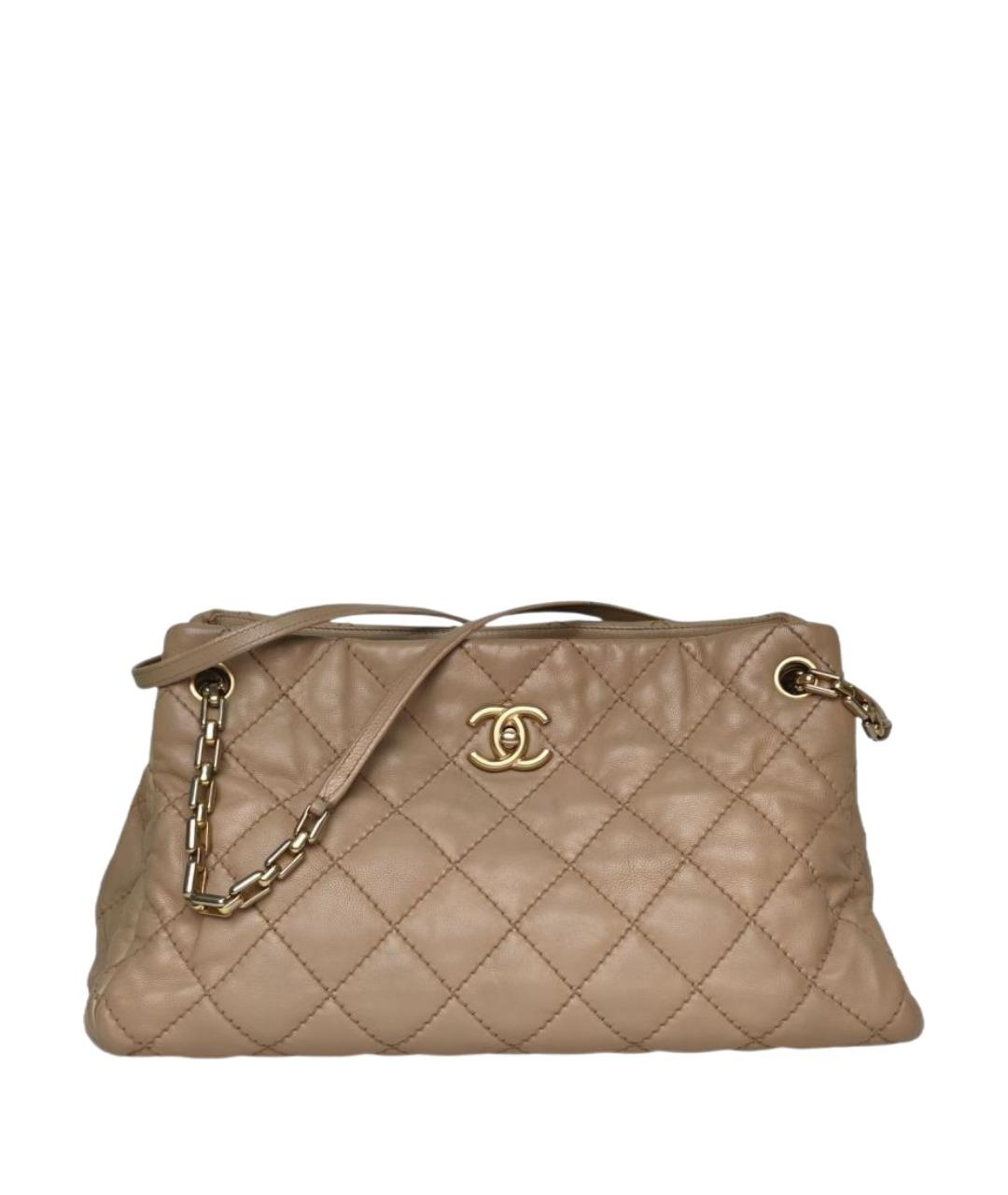 CHANEL Бежевая кожаная сумка через плечо, фото 1