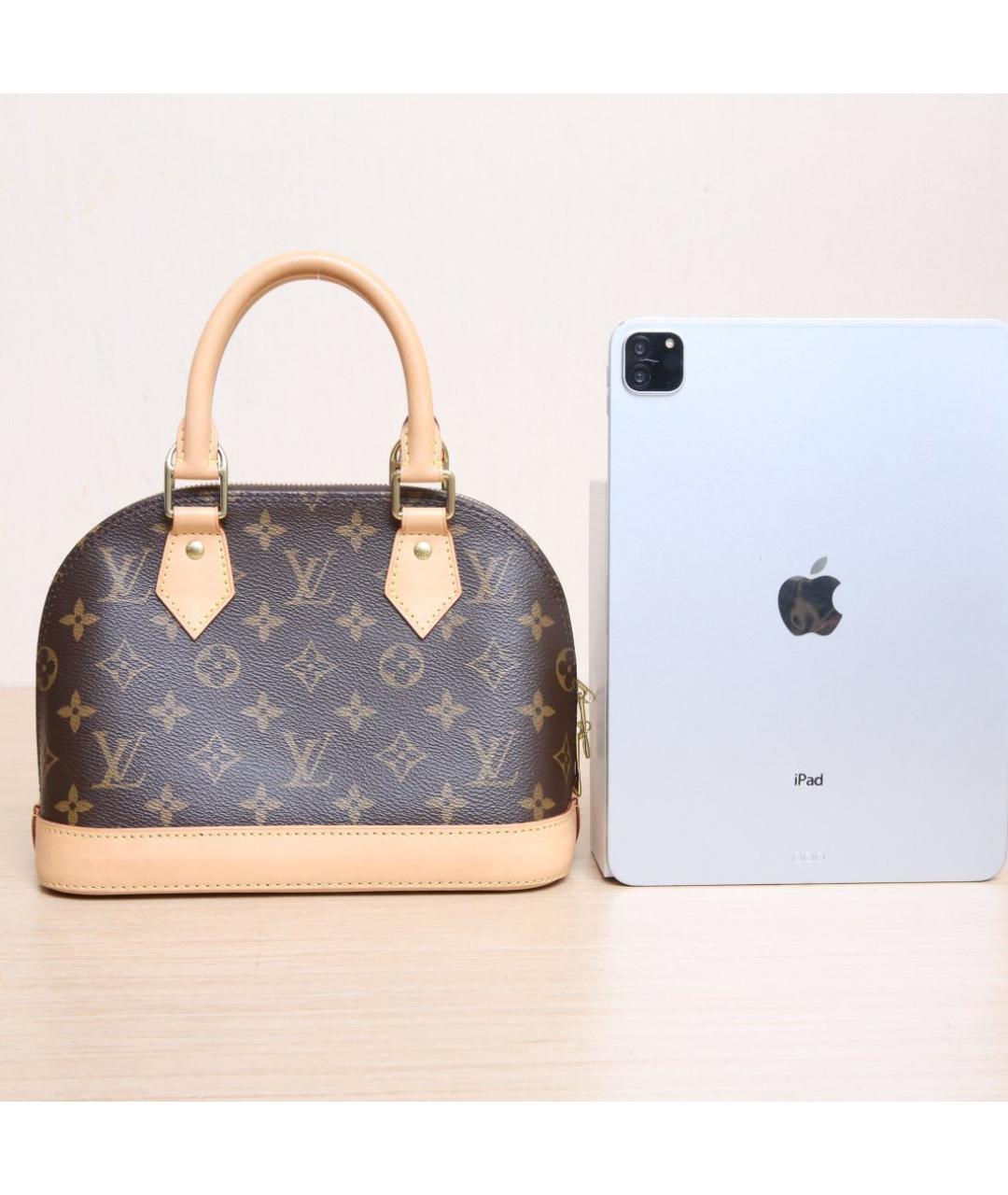 LOUIS VUITTON Коричневая кожаная сумка с короткими ручками, фото 7