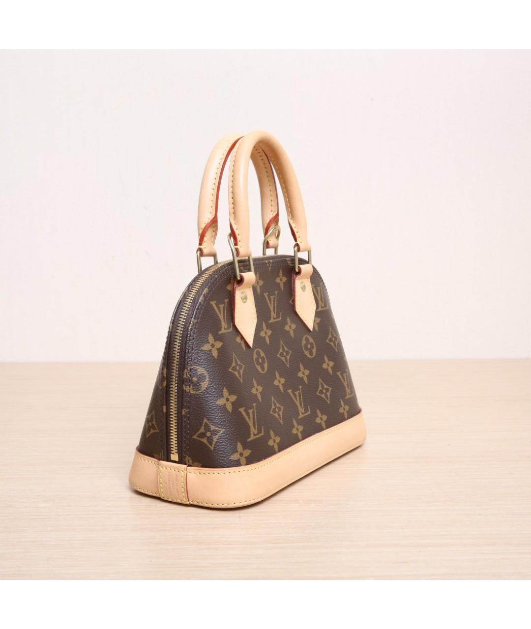 LOUIS VUITTON Коричневая кожаная сумка с короткими ручками, фото 6