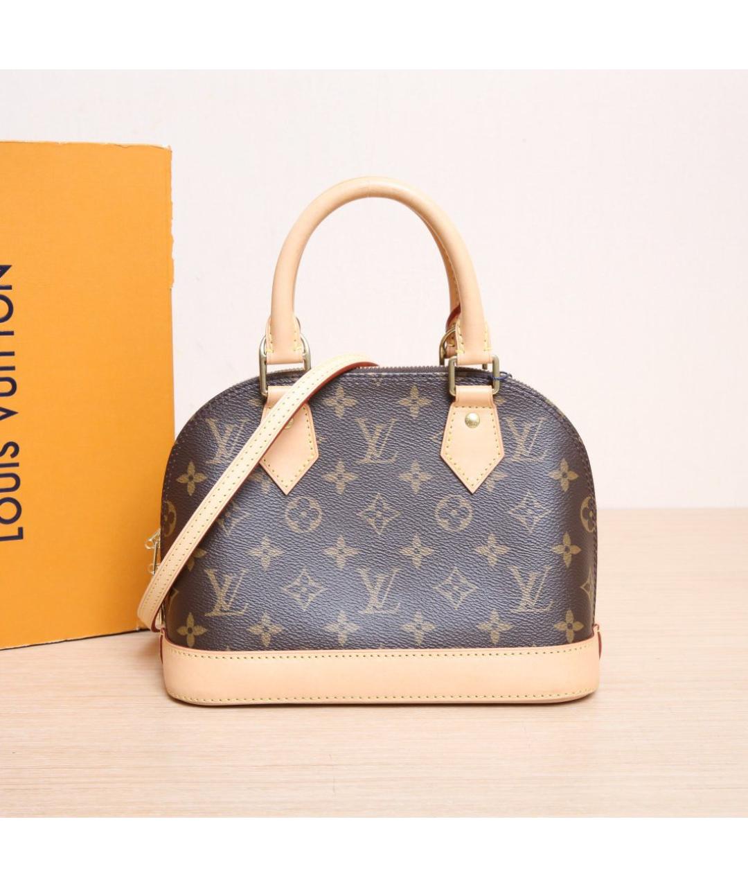 LOUIS VUITTON Коричневая кожаная сумка с короткими ручками, фото 2