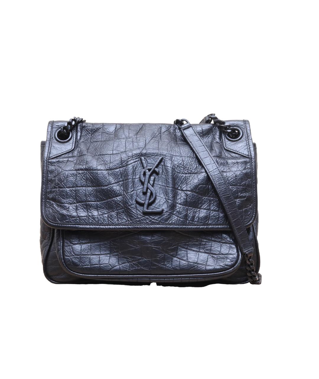 SAINT LAURENT Черная кожаная сумка через плечо, фото 10