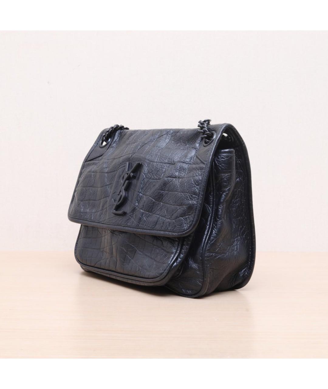 SAINT LAURENT Черная кожаная сумка через плечо, фото 4