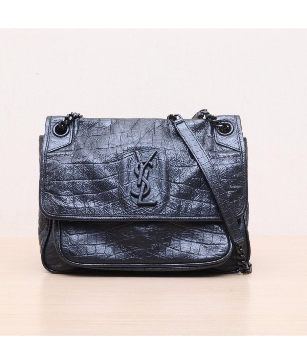 SAINT LAURENT Черная кожаная сумка через плечо, фото 3