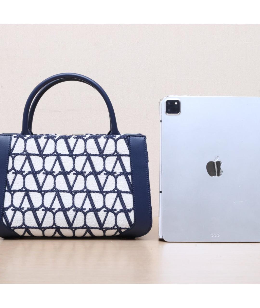 VALENTINO Синяя кожаная сумка тоут, фото 7