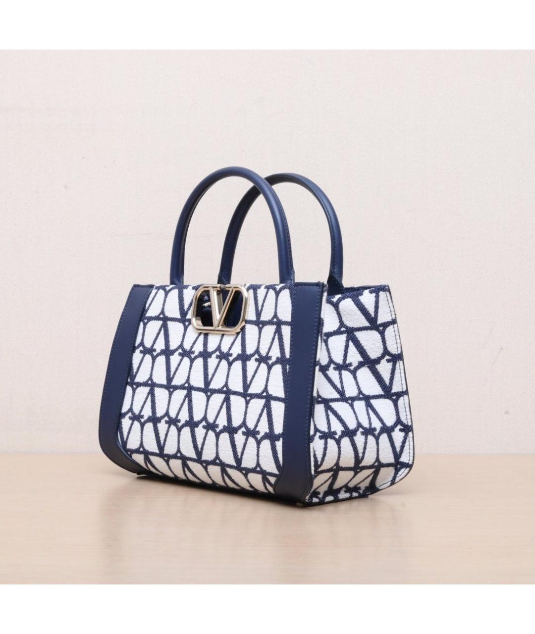 VALENTINO Синяя кожаная сумка тоут, фото 4