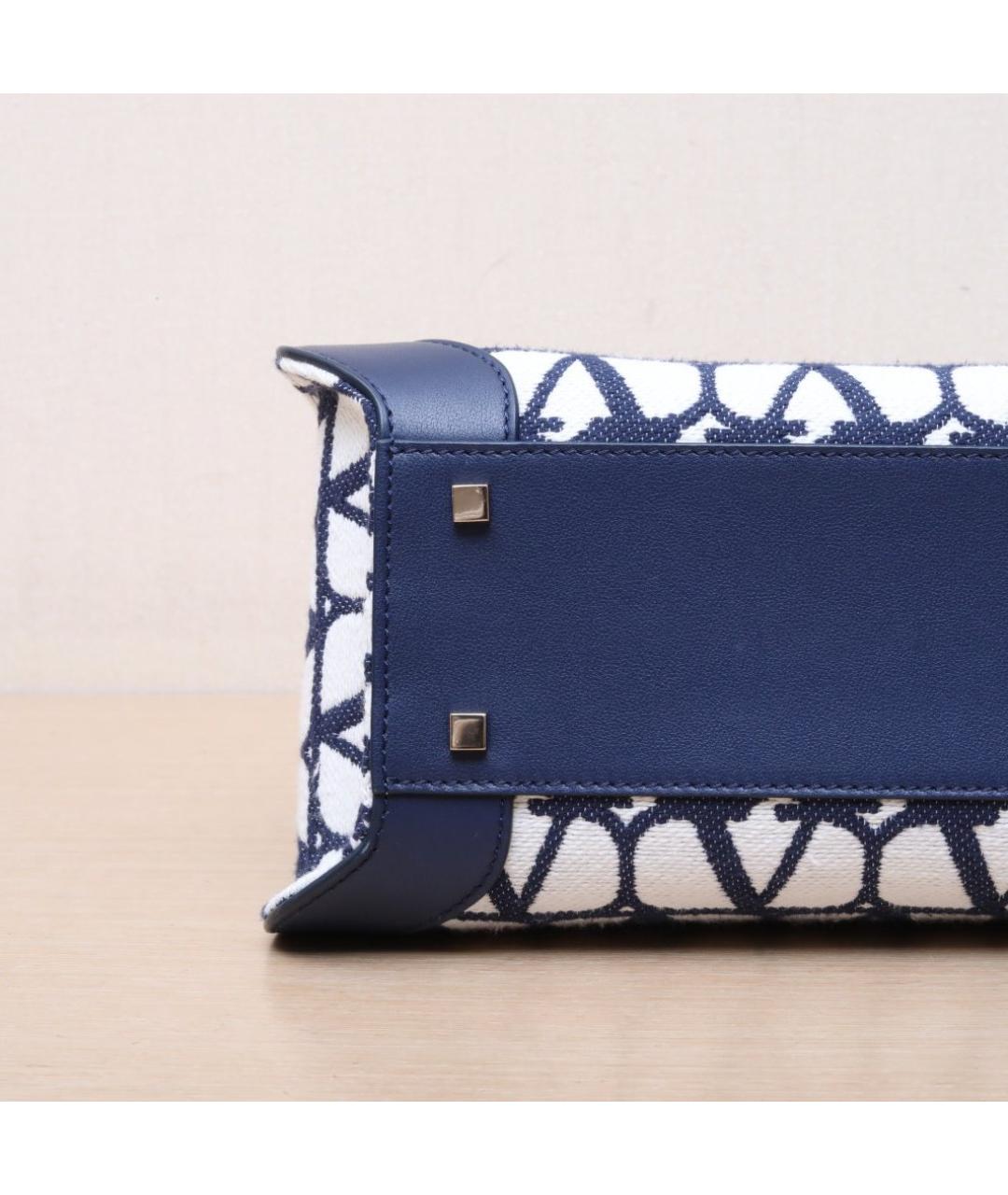 VALENTINO Синяя кожаная сумка тоут, фото 9